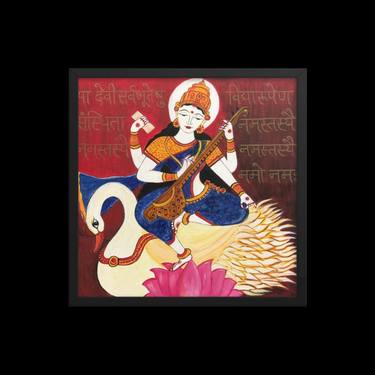Goddess Saraswati Maa Original Acrylic Painting thumb