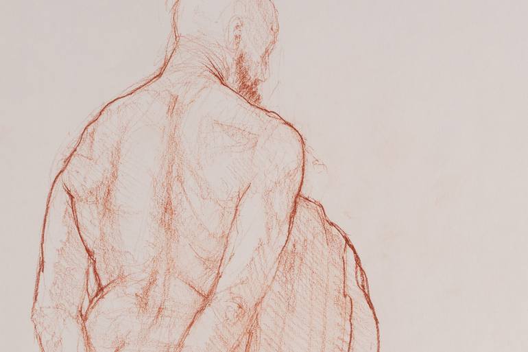 Original Documentary Nude Drawing by Thomas Hernandez