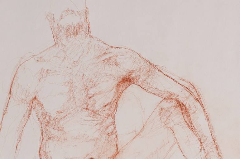 Original Documentary Nude Drawing by Thomas Hernandez