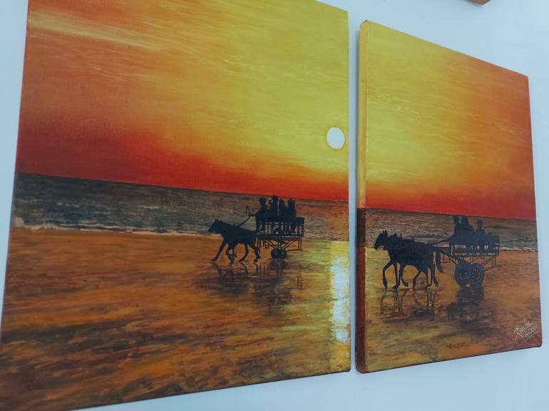 Original Classicism Beach Painting by Riecha Mishra