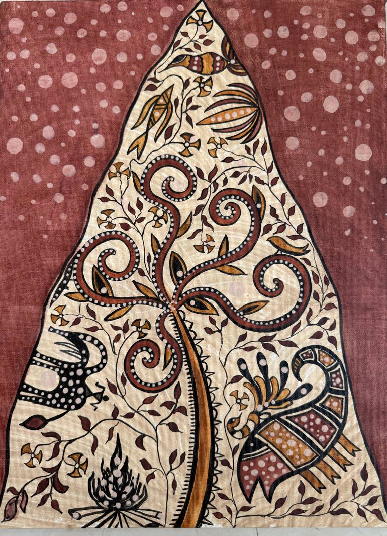 Original Rural Life Painting by Riecha Mishra | Folk Art on Canvas | Songs of the Sal Forest