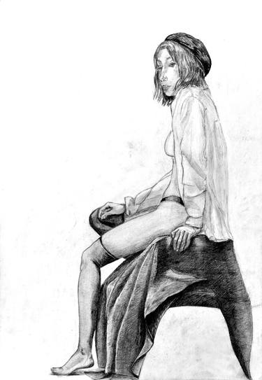 Original Photorealism Erotic Drawing by Renata Chipra