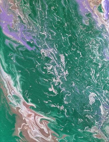 Picture "Luxury" Abstraction, Green, silver, acrylic, beige thumb