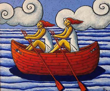 Original Figurative Boat Paintings by Jacques Tange