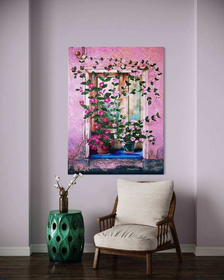 Original Abstract Floral Painting by Victoria Kolozian