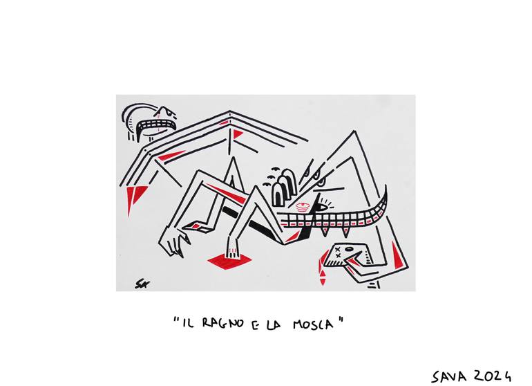Original Cubism Animal Drawing by Marco Saba