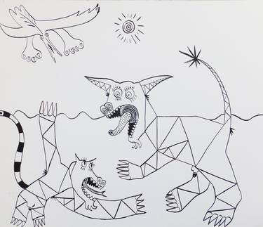 Original Cubism Animal Drawings by Nicholaas Chiao