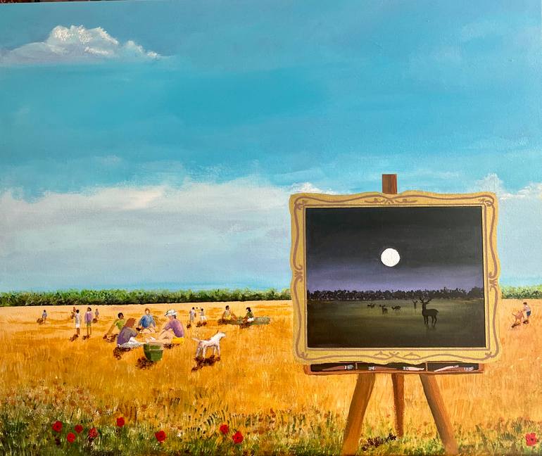 Original Landscape Painting by Samir Farah | Contemporary Art on Canvas | Day or Night in the Country