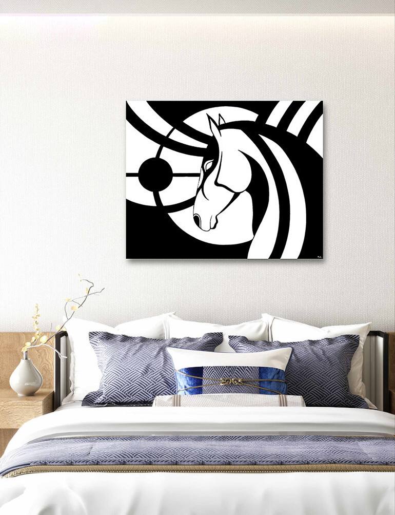 Original Geometric Horse Painting by Caroline Huet