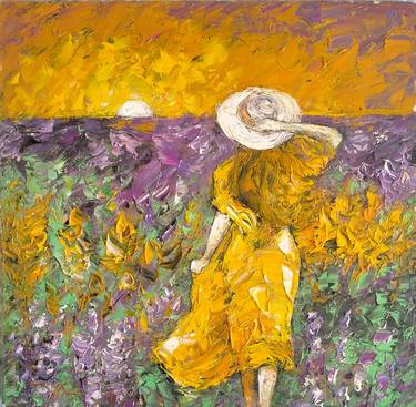 woman in lavender garden at sunset thumb