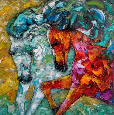 Original Abstract Expressionism Horse Paintings by Süleyman Yavuz Altuntaş