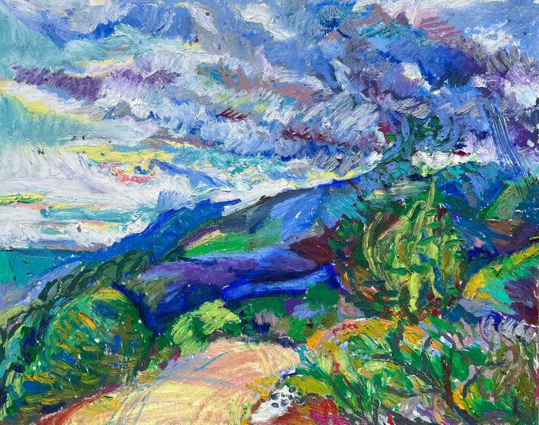 Original Nature Painting by Anya Pautova | Impressionism Art on Paper | State of the sunset sky, Spain