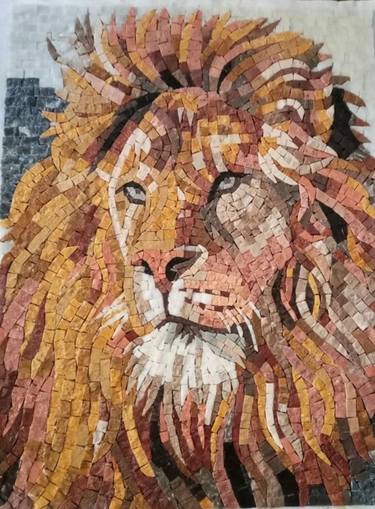 Portrait of Lion Marble Mosaic Art thumb