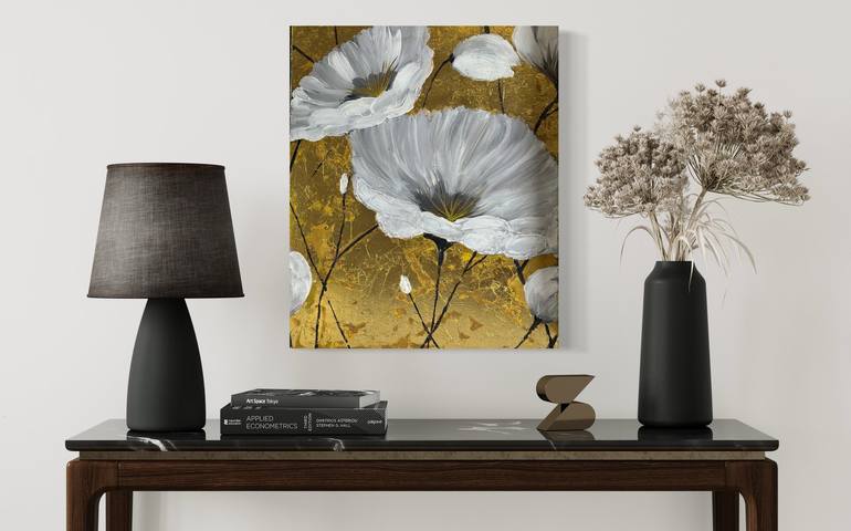 Original Art Deco Floral Painting by Anastasija Mikulich