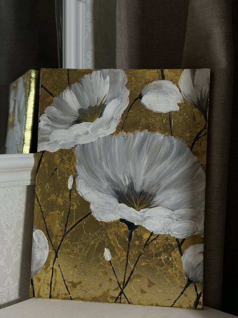 Original Art Deco Floral Painting by Anastasija Mikulich