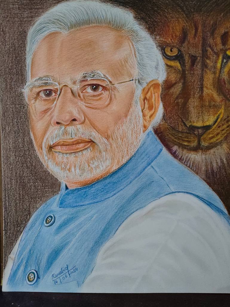 Original Photorealism Men Drawing by Kamal Raj Thakur