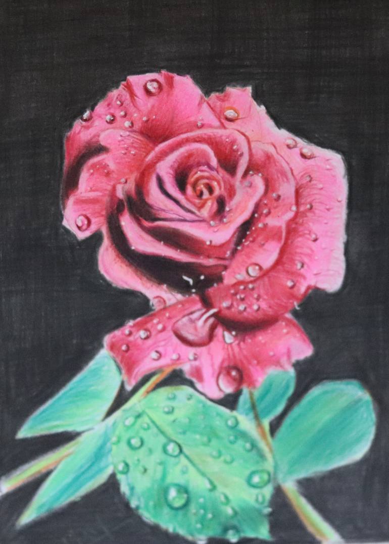 Original Realism Floral Drawing by Kamal Raj Thakur