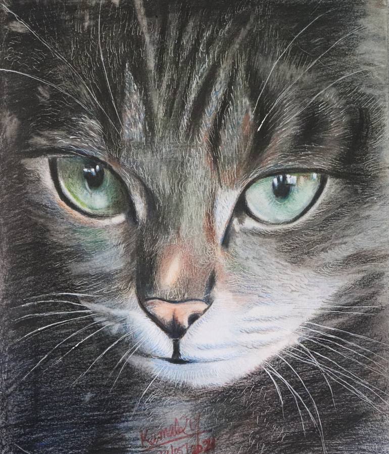 Original Portraiture Animal Drawing by Kamal Raj Thakur