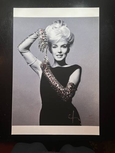 Bert Stern signed Marilyn Monroe jeweled sequin gloves thumb