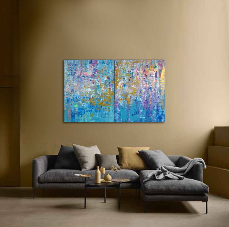 Original Abstract Expressionism Cities Painting by Vania Bouwmeester Pentcheva