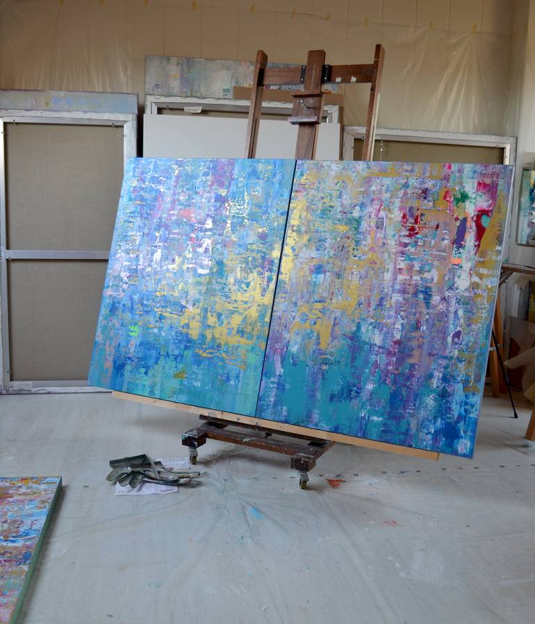 Original Abstract Expressionism Cities Painting by Vania Bouwmeester Pentcheva