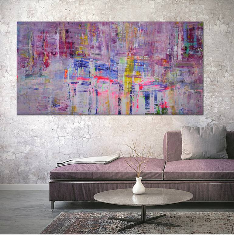 Original Abstract Expressionism Cities Painting by Vania Bouwmeester Pentcheva