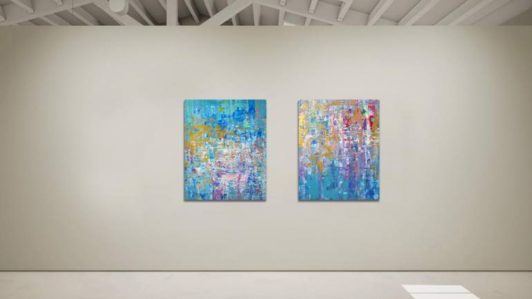 Original Abstract Cities Painting by Vania Bouwmeester Pentcheva