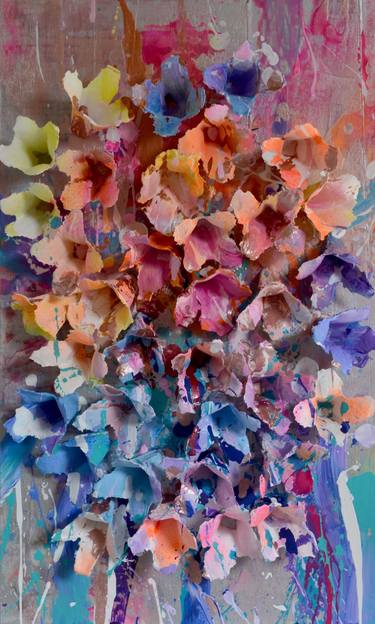 Original Contemporary Floral Mixed Media by Vania Bouwmeester Pentcheva