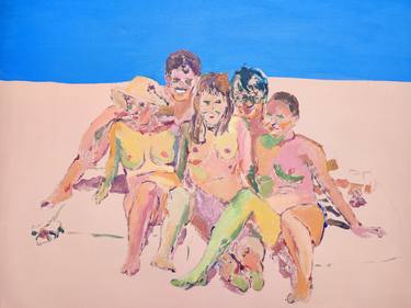 Saatchi Art Artist Roxana Daniela Ajder; Paintings, “My family at the beach (1990)” #art