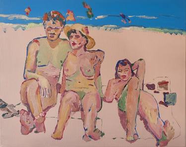 Saatchi Art Artist Roxana Daniela Ajder; Paintings, “My parents and my aunt at the beach (1990)” #art