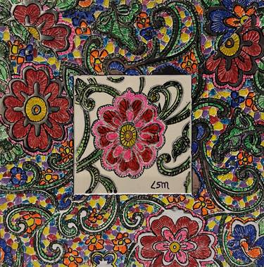 Original Floral Mixed Media by Lamia Saab Muhtar
