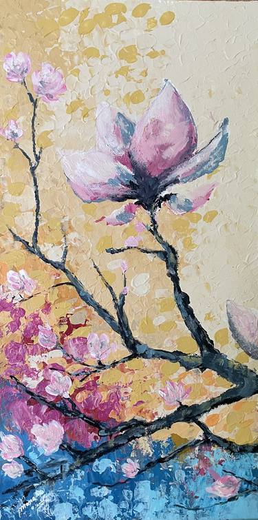 Original Abstract Expressionism Floral Paintings by Mona Barbu
