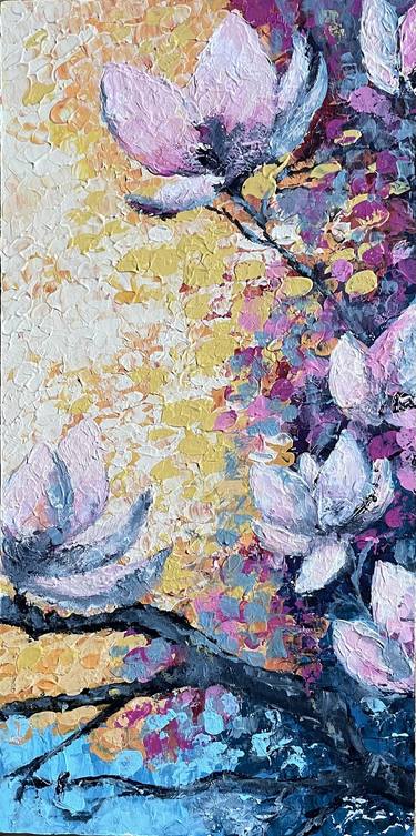 Original Abstract Expressionism Floral Paintings by Mona Barbu