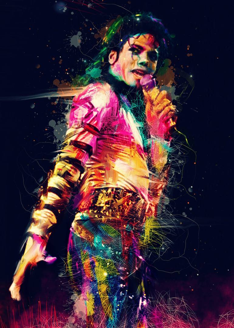 Michael Jackson abstract colorful pop art Digital by Purnama