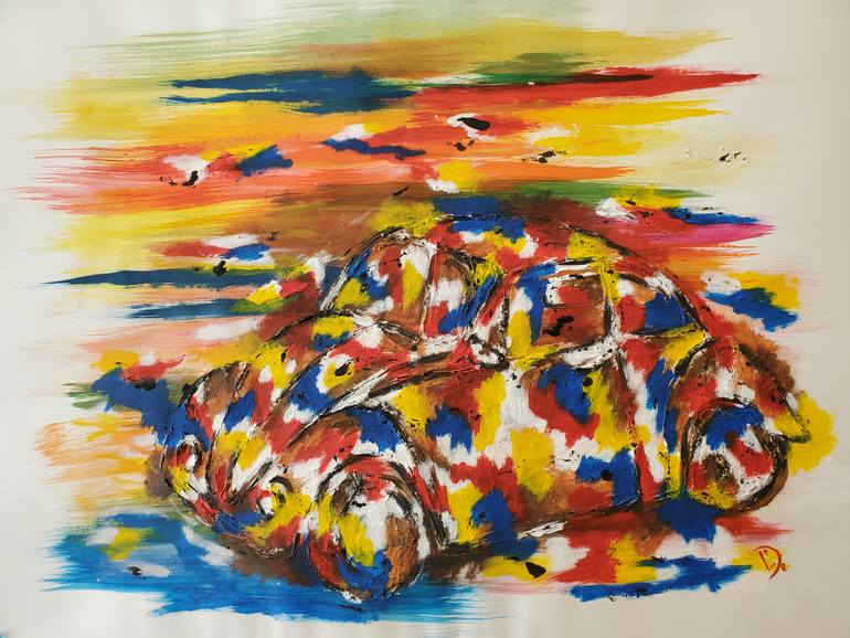 Original Abstract Car Painting by Debbie Soni