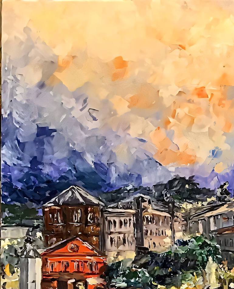 Original Impressionism Cities Painting by Liliia Kaluzhyna