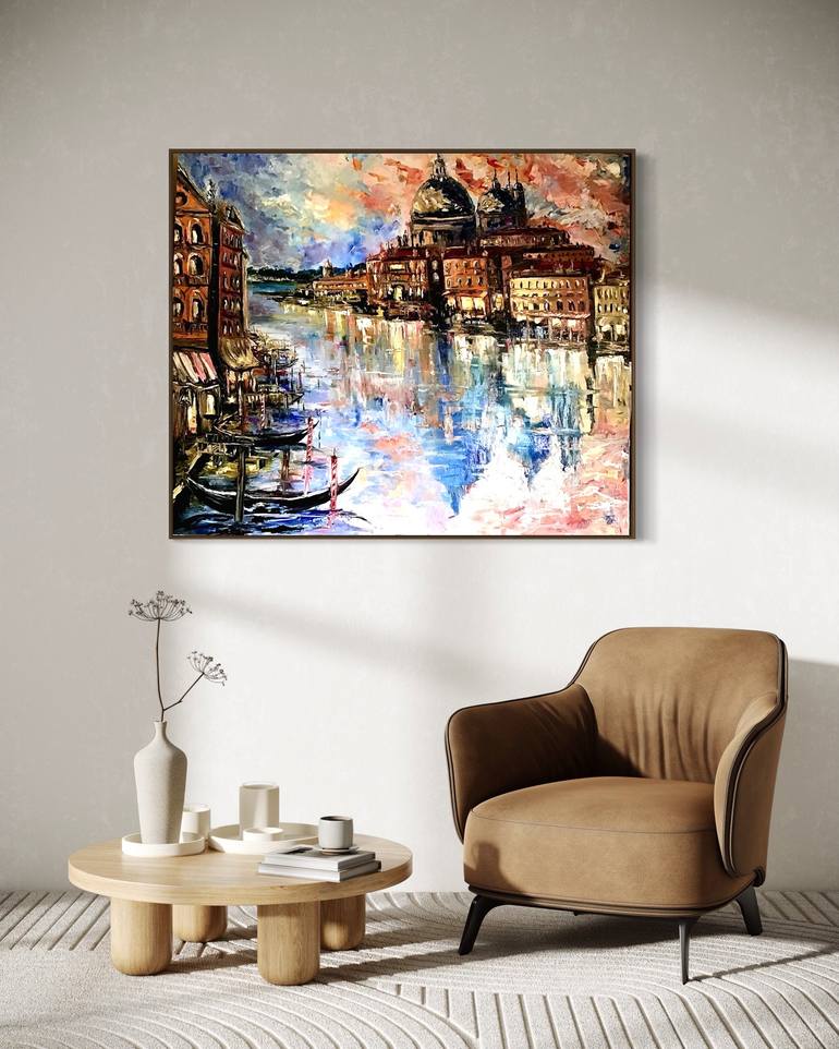 Venice Oil Painting, popular Impressionist, Canal Painting, Wood Canvas, Interior Decor, Wall Art , Artwork, Rêves de Venise