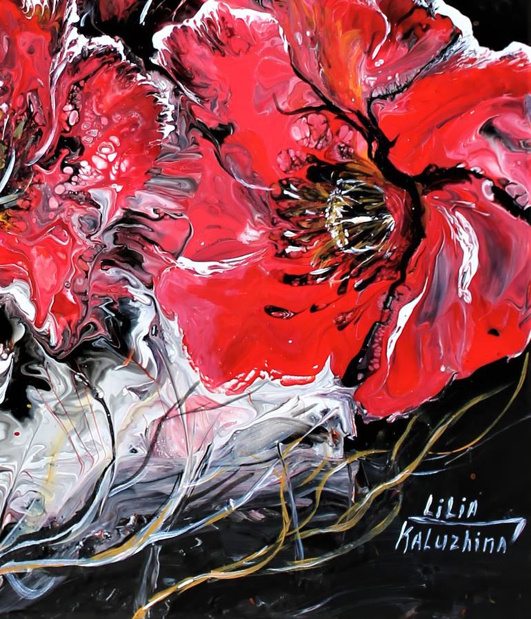 Original Abstract Expressionism Floral Painting by Liliia Kaluzhyna