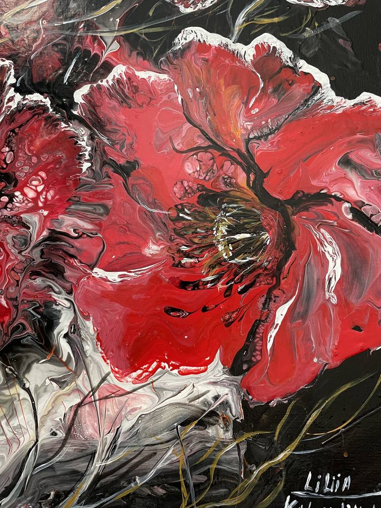 Original Abstract Expressionism Floral Painting by Liliia Kaluzhyna