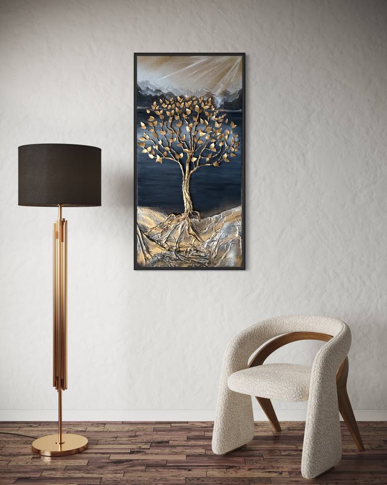 Original Art Deco Botanic Mixed Media by Liliia Kaluzhyna