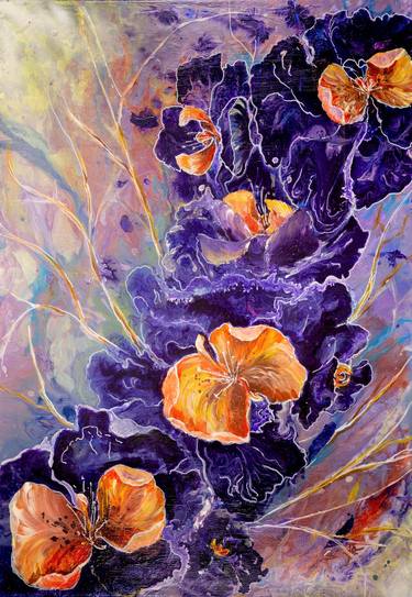 Original Abstract Floral Paintings by Liliia Kaluzhyna