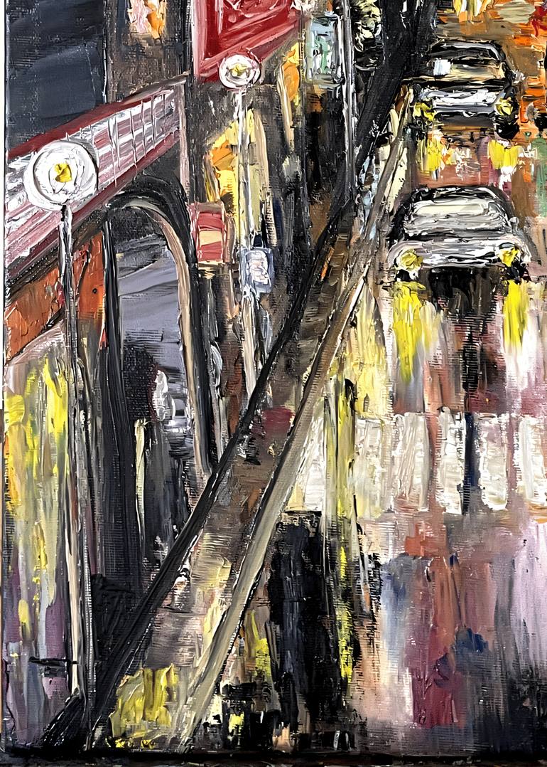 Original Abstract Expressionism Cities Painting by Liliia Kaluzhyna