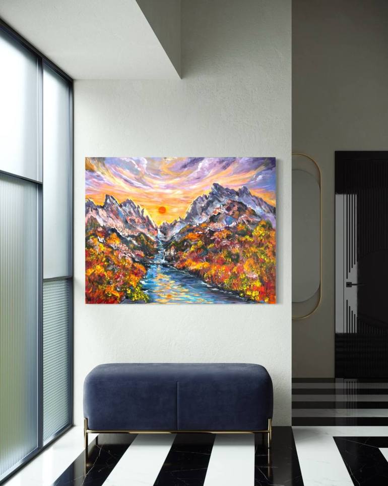 Original Abstract Expressionism Landscape Painting by Liliia Kaluzhyna