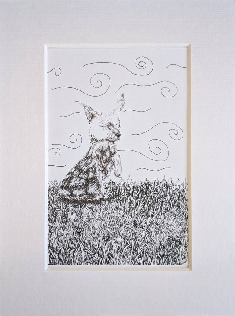 Original Folk Animal Drawing by Ruby Freeman