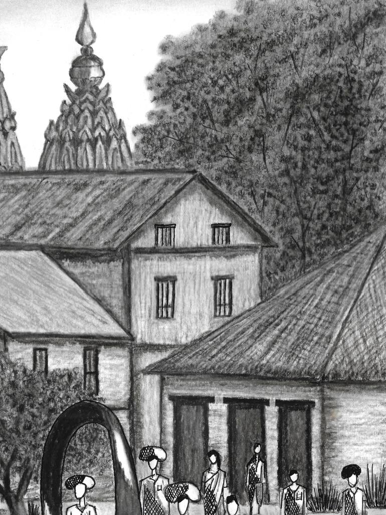 Original Black & White Rural Life Drawing by Kunal Girme