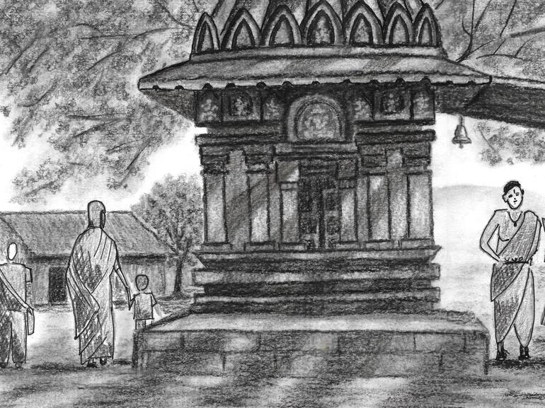 Original Black & White Religion Drawing by Kunal Girme