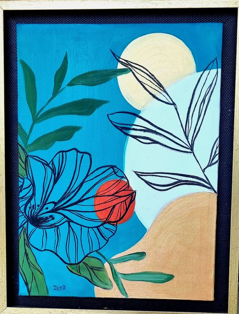 Original Floral Painting by Zoha Qasim