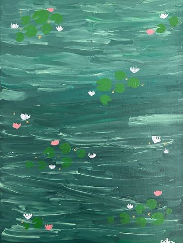 "waterlilies" - acrylic painting on canvas board thumb