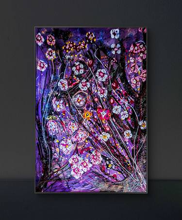 Original Abstract Botanic Mixed Media by Mike Grahn