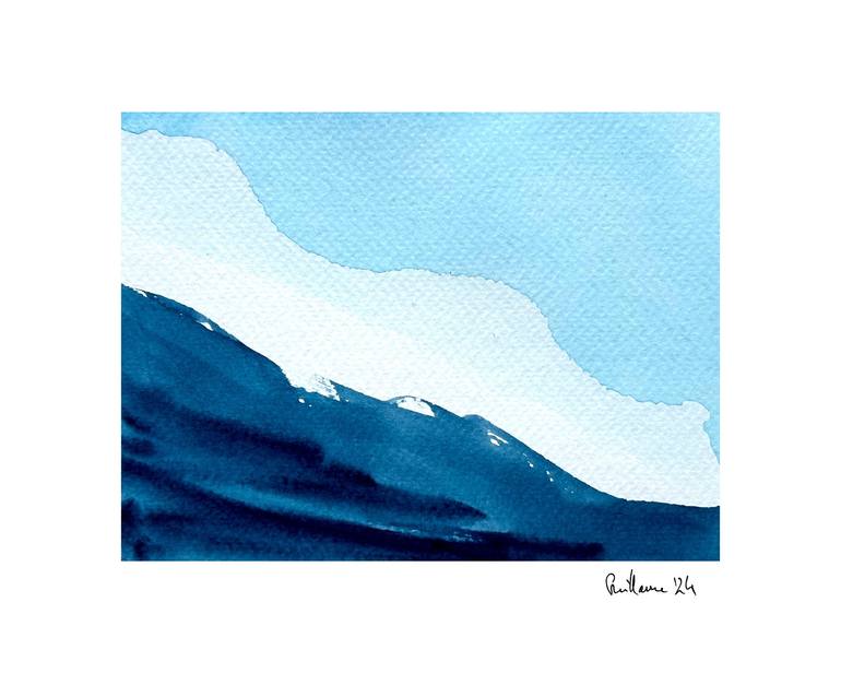 Original Abstract Painting by Guillaume Rigal | Abstract Art on Paper | Blues III - Finding the way